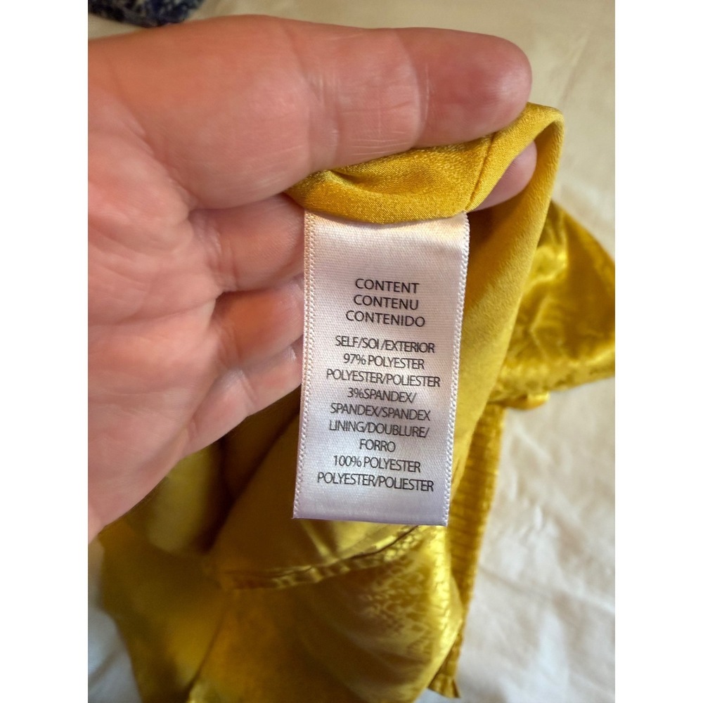 WAYF Womens Snakeskin Jacquard Mini Dress Mustard Yellow Puff Sleeve XS Glam - Picture 4 of 9